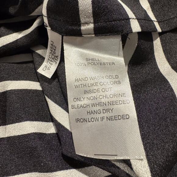 Calvin Klein Top Nautical Preppy Minimalist Coastal Career Zip Stripe Black 2X - Picture 5 of 6
